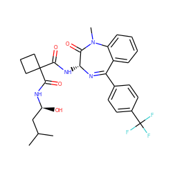 CC(C)C[C@H](O)NC(=O)C1(C(=O)N[C@H]2N=C(c3ccc(C(F)(F)F)cc3)c3ccccc3N(C)C2=O)CCC1 ZINC000028822957