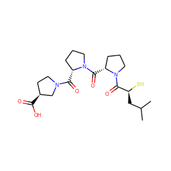 CC(C)C[C@H](S)C(=O)N1CCC[C@H]1C(=O)N1CCC[C@H]1C(=O)N1CC[C@H](C(=O)O)C1 ZINC001772655811