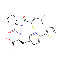 CC(C)C[C@H](S)C(=O)NC1(C(=O)N[C@@H](Cc2ccc(-c3cccs3)nc2)C(=O)O)CCCC1 ZINC000026827752