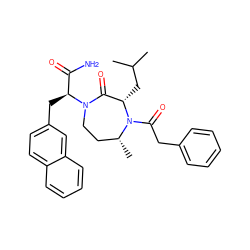 CC(C)C[C@H]1C(=O)N([C@@H](Cc2ccc3ccccc3c2)C(N)=O)CC[C@@H](C)N1C(=O)Cc1ccccc1 ZINC000013487459