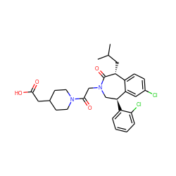 CC(C)C[C@H]1C(=O)N(CC(=O)N2CCC(CC(=O)O)CC2)C[C@H](c2ccccc2Cl)c2cc(Cl)ccc21 ZINC000071330771