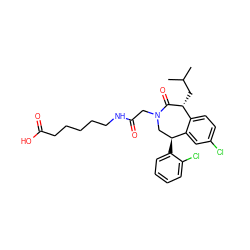 CC(C)C[C@H]1C(=O)N(CC(=O)NCCCCCC(=O)O)C[C@H](c2ccccc2Cl)c2cc(Cl)ccc21 ZINC000071317104