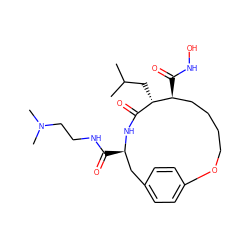 CC(C)C[C@H]1C(=O)N[C@H](C(=O)NCCN(C)C)Cc2ccc(cc2)OCCCC[C@@H]1C(=O)NO ZINC000026180614