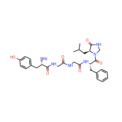 CC(C)C[C@H]1C(=O)NCN1C(=O)[C@H](Cc1ccccc1)NC(=O)CNC(=O)CNC(=O)[C@@H](N)Cc1ccc(O)cc1 ZINC000026847382