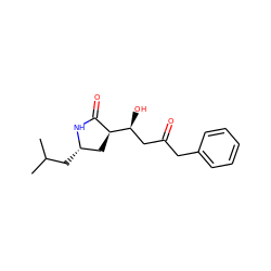 CC(C)C[C@H]1C[C@H]([C@@H](O)CC(=O)Cc2ccccc2)C(=O)N1 ZINC000040394465