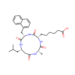 CC(C)C[C@H]1CC(=O)N[C@@H](C)C(=O)N[C@@H](CCCCCC(=O)O)C(=O)N[C@@H](Cc2cccc3ccccc23)C(=O)N1 ZINC000049679470