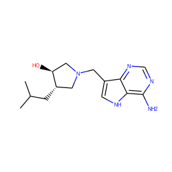 CC(C)C[C@H]1CN(Cc2c[nH]c3c(N)ncnc23)C[C@@H]1O ZINC000064553891