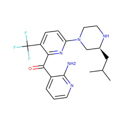 CC(C)C[C@H]1CN(c2ccc(C(F)(F)F)c(C(=O)c3cccnc3N)n2)CCN1 ZINC000084758312