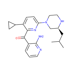 CC(C)C[C@H]1CN(c2ccc(C3CC3)c(C(=O)c3cccnc3N)n2)CCN1 ZINC000084653351