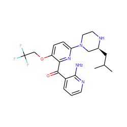 CC(C)C[C@H]1CN(c2ccc(OCC(F)(F)F)c(C(=O)c3cccnc3N)n2)CCN1 ZINC000084758314