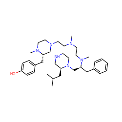 CC(C)C[C@H]1CNCCN1C[C@H](Cc1ccccc1)N(C)CCN(C)CCN1CCN(C)[C@@H](Cc2ccc(O)cc2)C1 ZINC000299824586