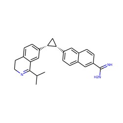 CC(C)C1=NCCc2ccc([C@@H]3C[C@@H]3c3ccc4cc(C(=N)N)ccc4c3)cc21 ZINC000028342778