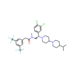 CC(C)C1CCN(C2CCN([C@@H](CN(C)C(=O)Cc3cc(C(F)(F)F)cc(C(F)(F)F)c3)c3ccc(Cl)c(Cl)c3)CC2)CC1 ZINC000027517356