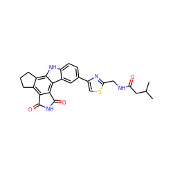 CC(C)CC(=O)NCc1nc(-c2ccc3[nH]c4c5c(c6c(c4c3c2)C(=O)NC6=O)CCC5)cs1 ZINC000028897136