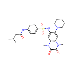 CC(C)CC(=O)Nc1ccc(S(=O)(=O)Nc2cc3c(cc2N2CCCCC2)n(C)c(=O)c(=O)n3C)cc1 ZINC000009686029