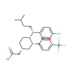 CC(C)CC[C@H](c1ccc(Cl)cc1)N1CC[C@@H](CC(=O)O)C[C@H]1c1ccc(C(F)(F)F)cc1 ZINC000095554495