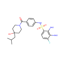 CC(C)CC1(O)CCN(C(=O)c2ccc(NS(=O)(=O)c3ccc(F)c(N)c3N)cc2)CC1 ZINC000224373685