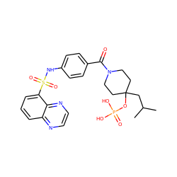 CC(C)CC1(OP(=O)(O)O)CCN(C(=O)c2ccc(NS(=O)(=O)c3cccc4nccnc34)cc2)CC1 ZINC000221295740