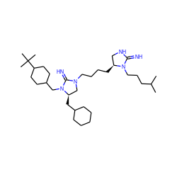 CC(C)CCCN1C(=N)NC[C@@H]1CCCCN1C[C@@H](CC2CCCCC2)N(CC2CCC(C(C)(C)C)CC2)C1=N ZINC000103251672