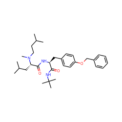 CC(C)CCN(C)[C@@H](CC(C)C)C(=O)N[C@@H](Cc1ccc(OCc2ccccc2)cc1)C(=O)NC(C)(C)C ZINC000003931507