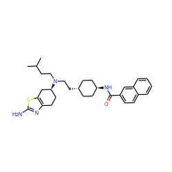 CC(C)CCN(CC[C@H]1CC[C@H](NC(=O)c2ccc3ccccc3c2)CC1)[C@H]1CCc2nc(N)sc2C1 ZINC000261148899