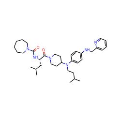 CC(C)CCN(c1ccc(NCc2ccccn2)cc1)C1CCN(C(=O)[C@H](CC(C)C)NC(=O)N2CCCCCC2)CC1 ZINC000026492241