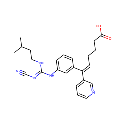 CC(C)CCN/C(=N\C#N)Nc1cccc(/C(=C\CCCC(=O)O)c2cccnc2)c1 ZINC000003932066