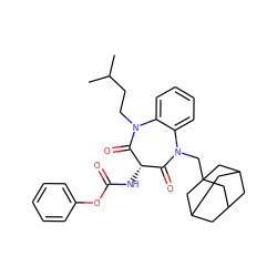 CC(C)CCN1C(=O)[C@@H](NC(=O)Oc2ccccc2)C(=O)N(CC23CC4CC(CC(C4)C2)C3)c2ccccc21 ZINC000049683410