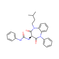 CC(C)CCN1C(=O)[C@H](NC(=O)Nc2ccccc2)C(=O)N(c2ccccc2)c2ccccc21 ZINC000000833628