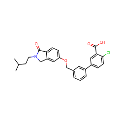 CC(C)CCN1Cc2cc(OCc3cccc(-c4ccc(Cl)c(C(=O)O)c4)c3)ccc2C1=O ZINC000066101274