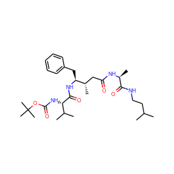 CC(C)CCNC(=O)[C@H](C)NC(=O)C[C@H](C)[C@H](Cc1ccccc1)NC(=O)[C@@H](NC(=O)OC(C)(C)C)C(C)C ZINC000299866531