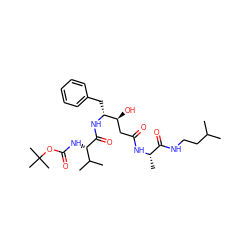 CC(C)CCNC(=O)[C@H](C)NC(=O)C[C@H](O)[C@@H](Cc1ccccc1)NC(=O)[C@@H](NC(=O)OC(C)(C)C)C(C)C ZINC000299860945