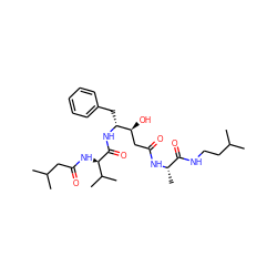 CC(C)CCNC(=O)[C@H](C)NC(=O)C[C@H](O)[C@@H](Cc1ccccc1)NC(=O)[C@H](NC(=O)CC(C)C)C(C)C ZINC000026509119