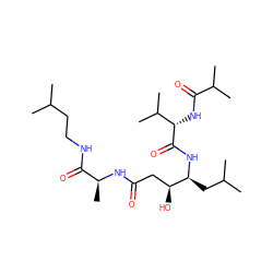 CC(C)CCNC(=O)[C@H](C)NC(=O)C[C@H](O)[C@H](CC(C)C)NC(=O)[C@@H](NC(=O)C(C)C)C(C)C ZINC000027888438