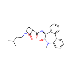 CC(C)CCNC(=O)C1(C(=O)N[C@@H]2C(=O)N(C)c3ccccc3-c3ccccc32)CCC1 ZINC000028822943