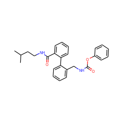 CC(C)CCNC(=O)c1ccccc1-c1ccccc1CNC(=O)Oc1ccccc1 ZINC000013493166