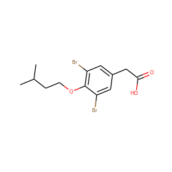 CC(C)CCOc1c(Br)cc(CC(=O)O)cc1Br ZINC000013643200