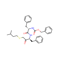 CC(C)CCSCC(=O)[C@H](Cc1ccccc1)NC(=O)[C@H](Cc1ccccc1)NC(=O)OCc1ccccc1 ZINC000027733339