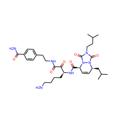 CC(C)CCn1c(=O)n2n(c1=O)[C@H](C(=O)N[C@@H](CCCCN)C(=O)C(=O)NCCc1ccc(C(N)=O)cc1)C=C[C@@H]2CC(C)C ZINC000026385473