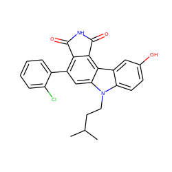 CC(C)CCn1c2ccc(O)cc2c2c3c(c(-c4ccccc4Cl)cc21)C(=O)NC3=O ZINC000036161235