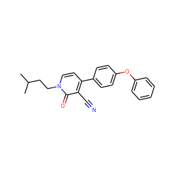 CC(C)CCn1ccc(-c2ccc(Oc3ccccc3)cc2)c(C#N)c1=O ZINC000084756910