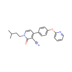 CC(C)CCn1ccc(-c2ccc(Oc3ccccn3)cc2)c(C#N)c1=O ZINC000084757508