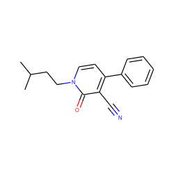 CC(C)CCn1ccc(-c2ccccc2)c(C#N)c1=O ZINC000084596995