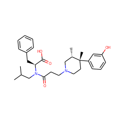 CC(C)CN(C(=O)CCN1CC[C@@](C)(c2cccc(O)c2)[C@@H](C)C1)[C@@H](Cc1ccccc1)C(=O)O ZINC000029126477