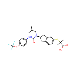 CC(C)CN(C(=O)Nc1ccc(OC(F)(F)F)cc1)[C@@H]1Cc2ccc(SC(C)(C)C(=O)O)cc2C1 ZINC000028972116