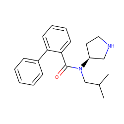 CC(C)CN(C(=O)c1ccccc1-c1ccccc1)[C@H]1CCNC1 ZINC000043009249