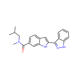 CC(C)CN(C)C(=O)c1ccc2cc(-c3n[nH]c4ccccc34)[nH]c2c1 ZINC000066066390