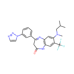 CC(C)CN(C)c1cc2c(cc1C(F)(F)F)NC(=O)CC(c1cccc(-n3ccnn3)c1)=N2 ZINC000101145101