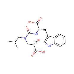 CC(C)CN(C[C@H](O)C(=O)O)C(=O)N[C@@H](Cc1c[nH]c2ccccc12)C(=O)O ZINC000029128067