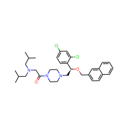 CC(C)CN(CC(=O)N1CCN(C[C@H](OCc2ccc3ccccc3c2)c2ccc(Cl)cc2Cl)CC1)CC(C)C ZINC000820882768